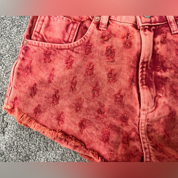 Free People Mixed Emotions Distressed High-Low Denim Shorts - Size 24 - Picture 2 of 15